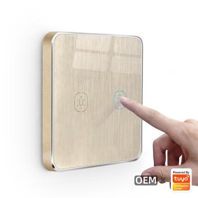 China Tempered glass + smart home switchspeaker UK/EU Google home zigbee aluminum alloy frame touch standard smart switch 2gang smart home light switch for sale