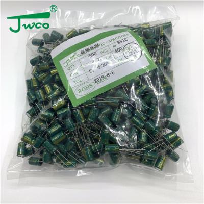 China Charger 4.7uF 8*12 400V Lighting/Green and Gold Aluminum Electrolytic Capacitors with High Voltage and Low ESR for sale