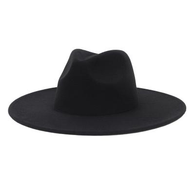 China Wholesale Women's Wide Brim Felted Hat 2021 Plush Jazz Hat Elegant Ladies Wide Gentleman's Wide Brim Felted Hat for sale