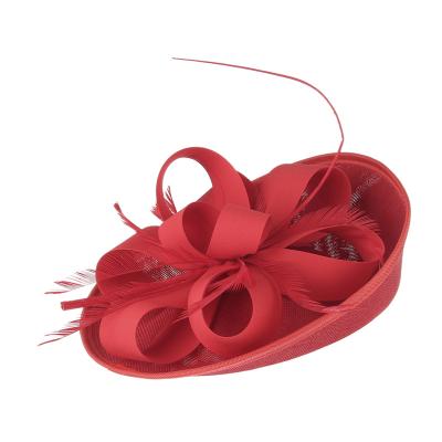 China New design women's linen yarn feather flower cocktail cocktail tea charm headdress for sale