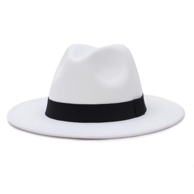 China Wholesale fashion plush 2021 new plus ribbon felt hat men's women's and women's wide brim hats for sale