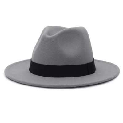 China Wholesale Fashion Plush 2021 New Plus Size Ribbon Felted Hat Women Wide Brim Men's and Women's Felted Hat Hats for sale