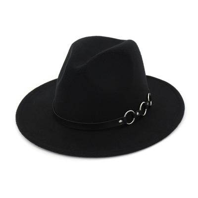 China 2021Unisex Wholesale Custom Large Crown Fashion Women's Circles Decorated Gentleman's Wool Hat, Top Hat, Felted Hat Hats for sale