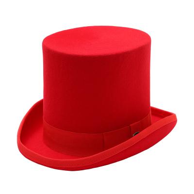 China Plush 17cm 100% White Bentgrass Wool Felt Hat Fedora Cylinder Hat Suits For Women/Men Hat Topper Mad Hatter Party Cylinder Hat for sale