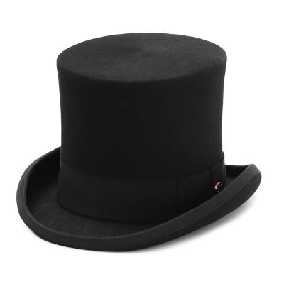 China New 17 Cm Wool Felt Top Hat 100% Plush For Mens Womens Cylinder Derby Hats Magic Hat for sale