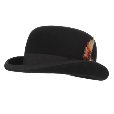 China 2021 new plush men's and women's dome feather accessories felt top hat for sale