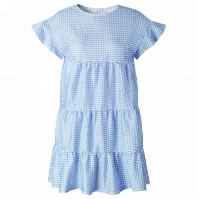 China Wholesale Breathable Sleeve Plaid Ruffle Summer Beach Short Dress for sale