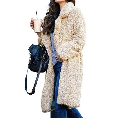 China Long Solid Color Fleece Coat Oversized Anti-Shrink Faux Fur Slim Women Overcoat for sale