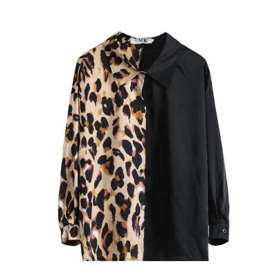 China Anti-pilling anti-pilling wholesale black leopard print patch blouse for sale