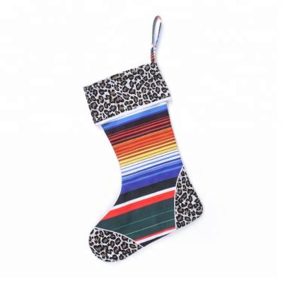 China Wholesale Canvas+PU New Design Leopard Christmas Stocking for sale