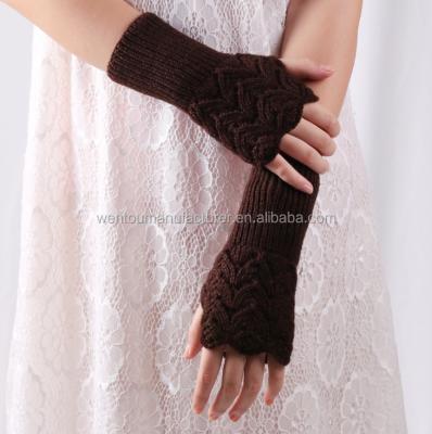 China Adjustable Arm Warmer Glove Long Sleeve Elasticity Knitted Half Fingerless Gloves Wrist Warmers Gloves for sale