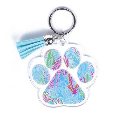 China White Acrylic Gift Tassel Claw Dog Personalized Key Chain for sale