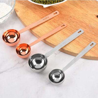 China Viable Silver Stainless Steel Coffee Scoop Sugar Measuring Scoops Coffee Measuring Spoon for sale