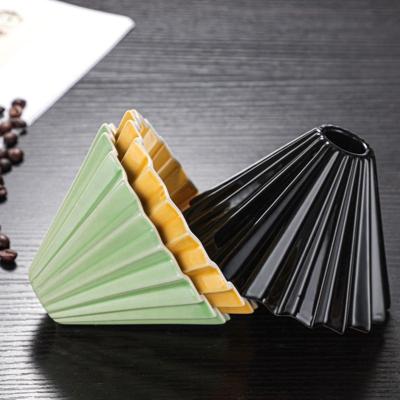 China Coffee Dripper V60 Motor Style Coffee Drip Filter Cup Sustainable Ceramic Coffee Filter Pour Over Dripper for sale