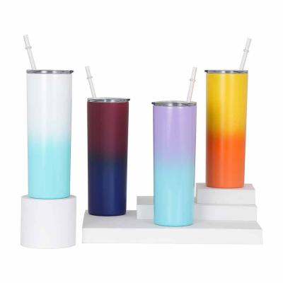 China Sustainable Wholesale Custom 20oz Vacuum Insulated Stainless Steel Tumbler Vacuum Flasks White Water Bottle With Straw for sale