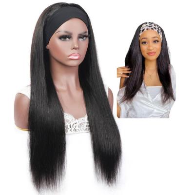 China Straight Straight Headband Hair Wigs For Women Color Gluelesss Machine Made None Lace Front Natural Black Color 150% Density for sale