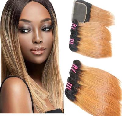 China OMBRE COLOR 11A T1B27 REMY UNPROCESSED SILKY STRAIGHT Virgin Hair BUNDLES100% Bundles Straight Hair Extensions For Women for sale