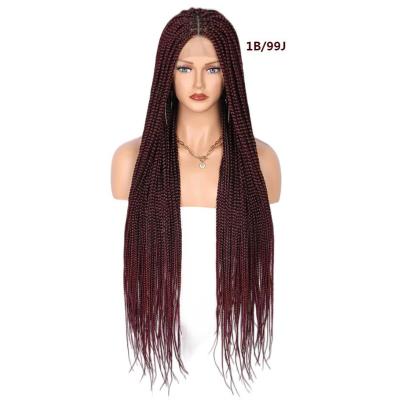 China Swiss Lace Wigs For Adults 36 Inches Full Lace Front Knotless Box Braided Wigs With Baby Hair Super Synthetic Long Braid Wig for sale