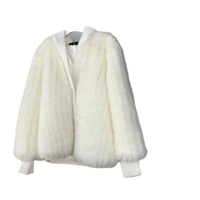 China Lady Elegant Vintage Knit Faux Fur Coat Anti-Shrink Fur Knit Cardigan Women Knit Cardigan for sale