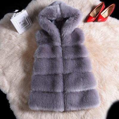 China 2020 New Style Winter Sustainable Fashion Windproof Fur Coat Girls Faux Fur Hooded Vest for sale