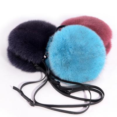 China New Fashion Fox Fur Straw Bag Small Round Bag Female Winter Single-shoulder Diagonal Hairy Bag for sale