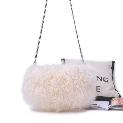 China New Fashion Beach Blanket Hand Warmer Bag Chain Shoulder Cute Messenger Small Bag Woolen Real Fur Bag for sale