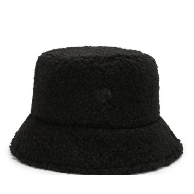 China Korean Wild Bucket Hat Teddy Cashmere Warm Fisherman Hat Female Winter Eco-friendly Retro for sale