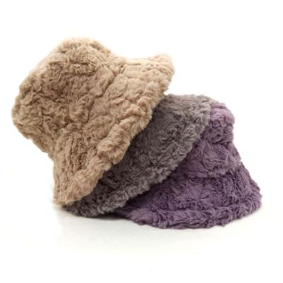 China Eco-friendly Pure Color Plush Fisherman Hat Female Autumn And Winter Warmth Thickening Adult Basin Hat for sale