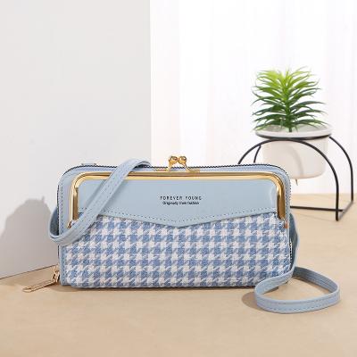 China NEW Style Mini Bag Canvas Weaving Stitching Messenger Bag PU Phone Bag Women Shoulder Leather Wallet Fashionable British Designer for sale