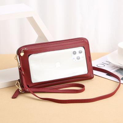 China NEW Trendy Small Cross Shoulder Bag Touch Screen Cell Phone Purse Fashion Women PU Leather Cross - Body Cell Phone Bag for sale