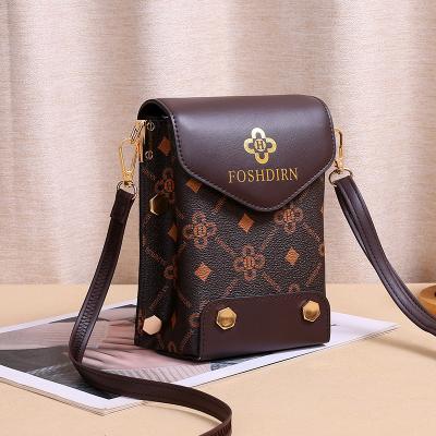 China Retro Mini Phone Purse Square Bag Fashionable Printing PU Leather Lady Crossbody Shoulder Fashion Women Handbags for sale