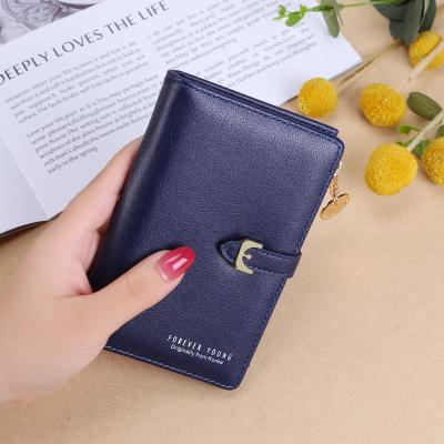 China NEW Solid Color Anti-theft Ladies Purse PU Leather Card Holders Women Money Clips Zipper Fashion Brand Short Coin Purse for sale