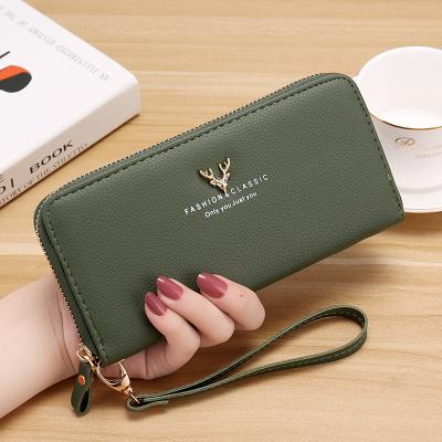 China NEW Fashion Ladies Retro Money Clips Anti-theft PU Zipper Clutch Long Wristlet Leather Daily Bag Women's Wallet for sale