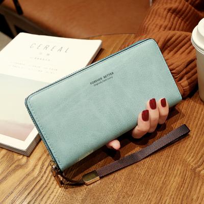 China NEW Fancy Fashion PU Leather Women's Purse Zipper Money Ladies Anti-theft Wallets Cut Wrist Strap Clutch for sale