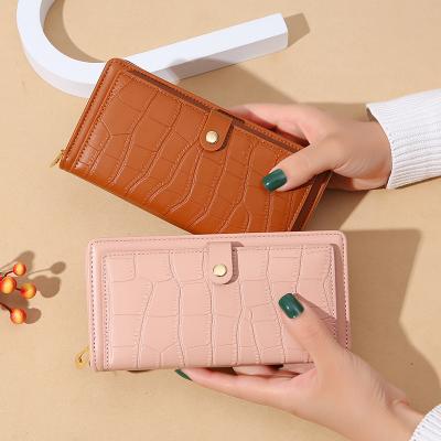 China Hot Selling PU Leather Females Clutches Wallet Long Zipper Anti-theft Cell Phone Purse Purse Other Wallets and Holders for sale