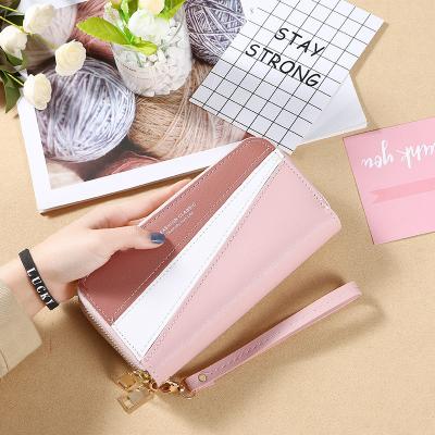 China NEW High Quality Women's Zipper Wallets Large Capacity Wristlet Phone Double Clip PU Leather Card Holder Large Clutch Bags for sale