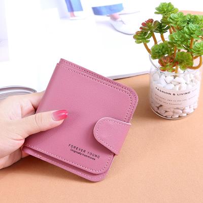 China New Minimalist Normcore Style Ladies PU Leather Card Holder Coin Holder Custom Wallets For Women Short Fold Money Clips Female Purse for sale