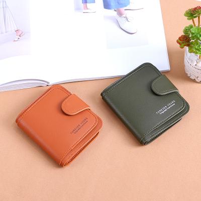 China Hold Money Wallet Ladies NEW Small Pocket Coin Purse PU Leather Simple Version Women Card Holder Fold Money Clips for sale