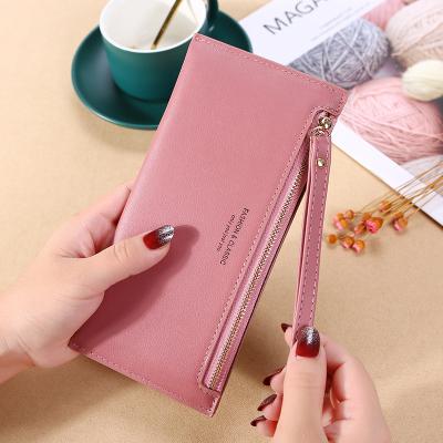 China Hold Up Money Design Ultra-thin Women Money Cuts PU Coin Purse Ladies Zipper Wallet Fashion Leather Concise Wrist Purse for sale