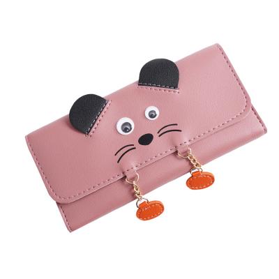 China Latest design anti-theft folding PU leather long wallet for women for sale