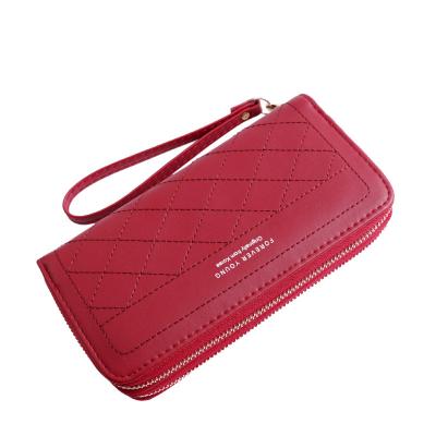 China New Lady Anti-theft Dual Purse Long Capacity Double Zipper Purse Lady Hand Hold Purse Fashion Wallet for sale