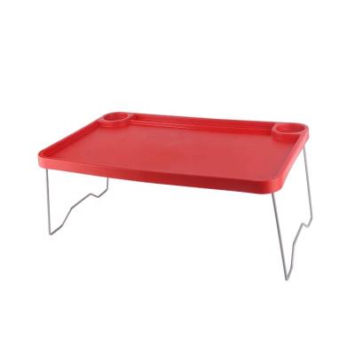 China Customized Color And Logo Multifunctional Plastic Folding Table Sofa Bed Side Tray Table Computer Desk With Portable Legs Foldable Laptop for sale