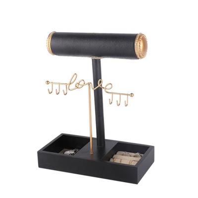 China Black Durable Adjustable Cloth Iron Multifuncional Jewelry Packaging Box Jewelry Trinket Tray Tray Jewelry Display Racks for sale