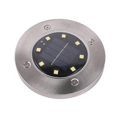 China Garden Hot Sale Smart Lawn Led Solar Powered Stainless Steel Disc Ground Light , 8 Green Powered Outdoor Led Solar Garden Light for sale