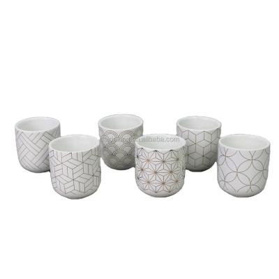 China Disposable ceramic tea cup 2.5 oz mugs, point ceramic cup, set of 6 for sale