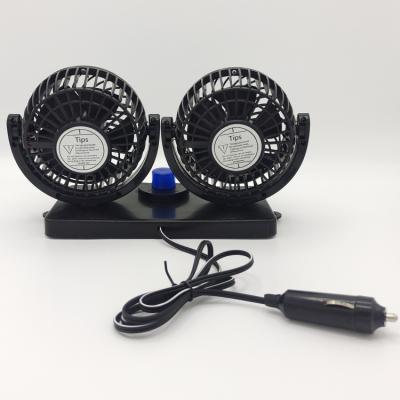 China Cars Trucks Transports Boats Summer Must-Have Double Head 12V Double Car Mini Car Small Fan Can Turn Car Fan for sale