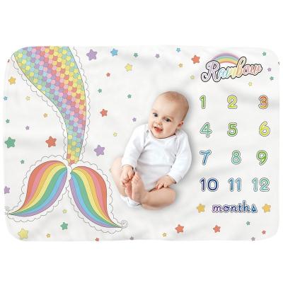 China China Factory Anti-static Super Soft Colorful Baby's First Vacation Star And Mermaid Milestone Newborn Blanket for sale