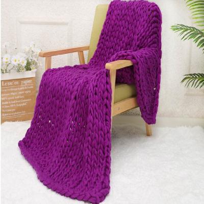 China Entry Lux Hot Sale Super Soft Chunky Chenille Knit Blanket Knitted Colorful Throw Blanket for sale