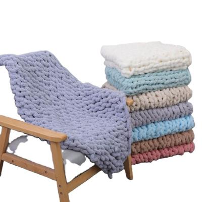 China Simple Nordic Chenille Blanket Paste Yarn Blanket Sofa Blanket Knitted Chunky Knitted Wool Blanket for sale