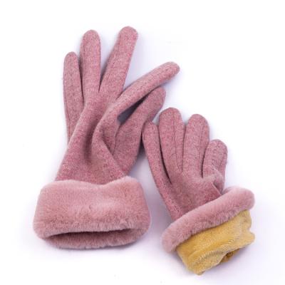 China Plain Factory Direct Sales Women's Faux Wool Slaps Touch Screen Gloves for sale